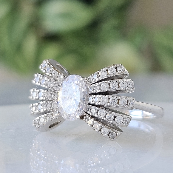 Silver Bow Ribbon Ring, Solid 925 Sterling Silver Charmed Aroma, Pandora style - Picture 8 of 10